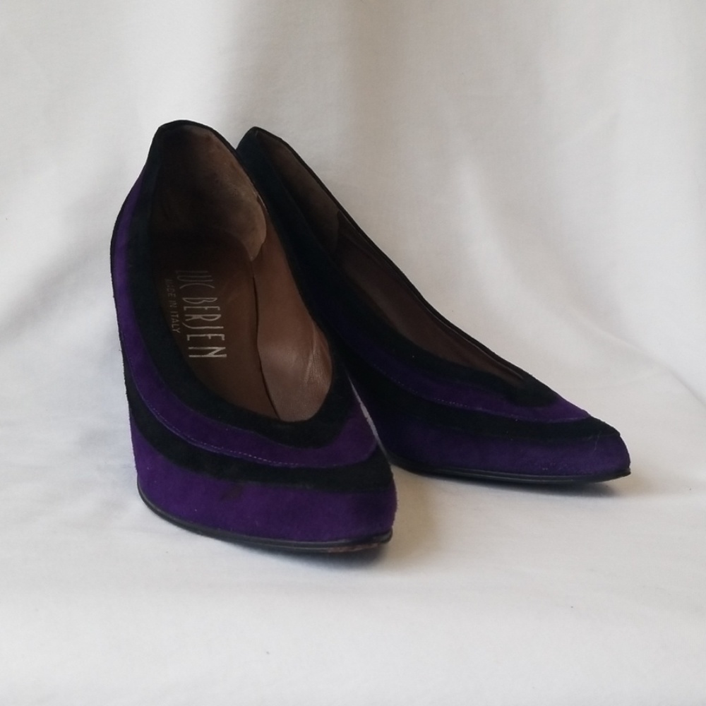 Vintage Purple Striped Luc Berjen Heels Italy 38